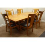 Art Deco style rectangular extending dining table with additional leaf (H78cm,