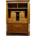 Shapland and Petter 'The Lever Wardrobe' early 20th century oak clothes press,