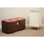 Lloyd Loom type ottoman with upholstered hinged seat and another similar bedside cupboard