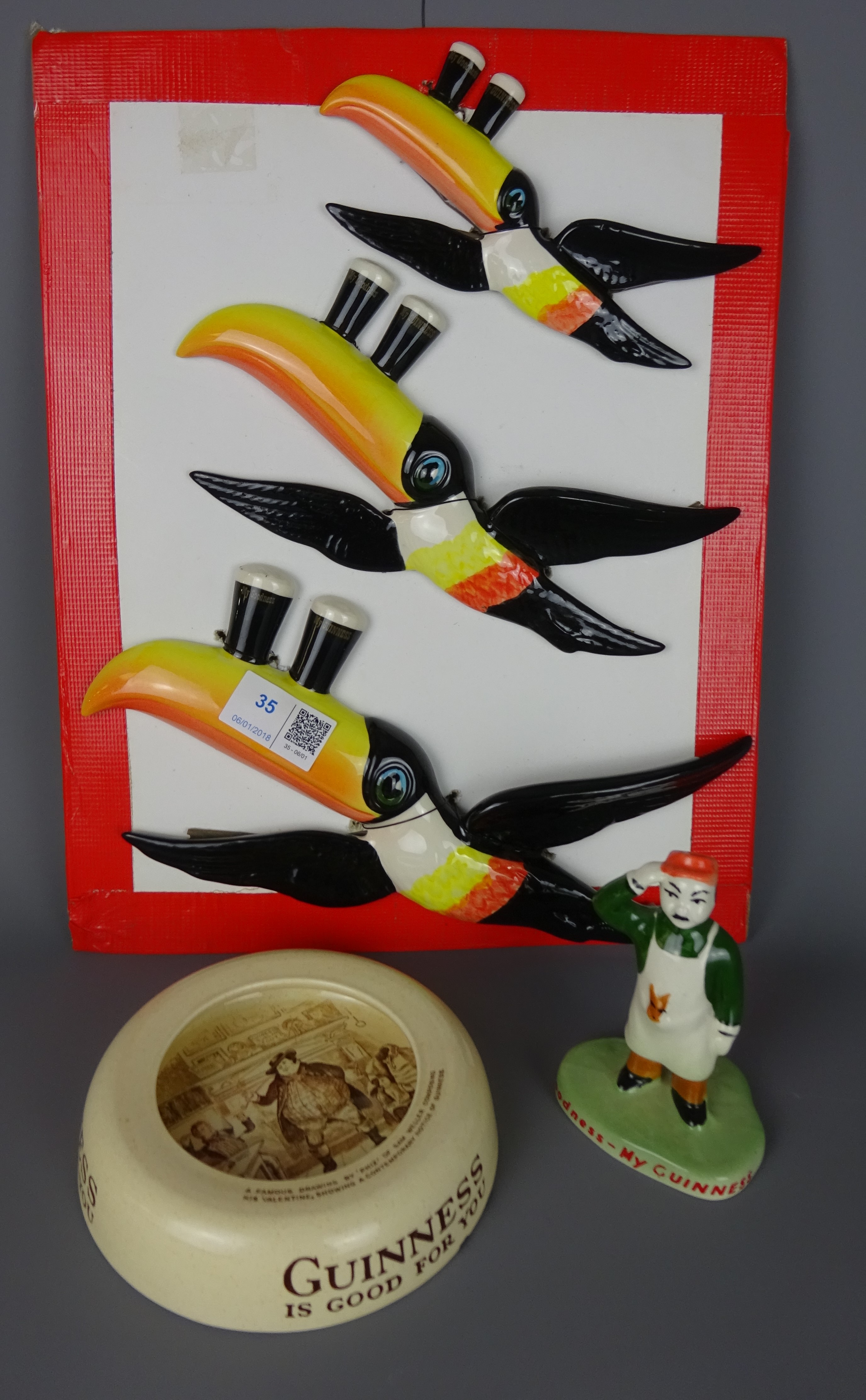 Set of three graduating Carlton Ware Guinness Toucans,