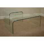 Rectangular curved glass coffee table (110cm x 60cm, H38cm),