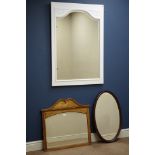 Edwardian white pained mirror with carved detail and bevelled glass (74cm x 106cm),