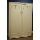 Cream and gilt part fitted double wardrobe (W122cm, H178cm, D55cm),