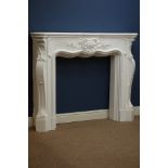 Louis XV style white finish plaster cast fire surround, W136cm,