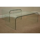 Rectangular curved glass coffee table (110cm x 60cm, H38cm),