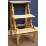 Teak library steps in a Regency style with fluted rear legs, W45cm,