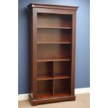 Mahogany finish open bookcase with two adjustable shelves, W95cm, H187cm,