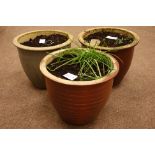 Three salt glazed terracotta planters Condition Report <a href='//www.