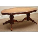 Italian style shaped top coffee table, 139cm x 74cm,