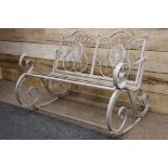 Grey finish two seat garden rocking bench,