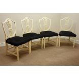 Set four 20th century white painted Hepplewhite style dining chairs,