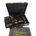 Soligen canteen of stainless steel and gold plated cutlery,