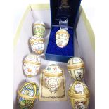 Eight Halcyon Days Easter egg shaped enamel boxes,