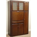 Mid 20th century vintage medium oak 'Neatette' kitchen cabinet fall front with metal surface,