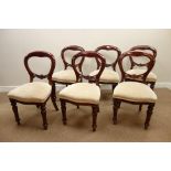 Set six Victorian style mahogany balloon back dining chairs,