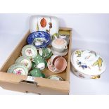 Five Royal Crown Derby soup bowls, set of six Royal Worcester coffee cups and saucers,