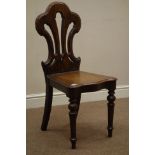 19th century country oak hall chair with solid serpentine seat,