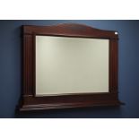 Solid mahogany over mantle mirror, bevelled glass plate, fluted uprights, 116cm,