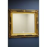Rectangular wall mirror in gilt and black crackle finish frame, W79cm,