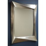 Contemporary silvered framed mirror, bevelled glass,
