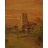 Rural Church Scene at Dusk, watercolour signed by Sir Frederick William Burton (Irish 1816-1900),