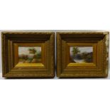 Rural Landscape Scenes, pair early 20th century oils on board one signed G Morris 13.