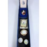 Five Commemorative enamel Halcyon Days boxes including limited edition portrait of Queen Elizabeth