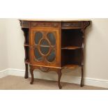 Late Victorian walnut cabinet, carved with shells and foliage, single glazed doors and drawer,