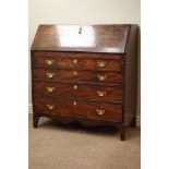 George III mahogany fall front bureau, well fitted serpentine interior,