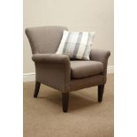 Parker Knoll armchair upholstered in heather fabric, tapering supports,