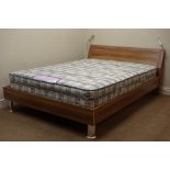 Furniture Village walnut finish double 4' 6'' bedstead, LED lights,