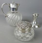 Early 20th Century cut glass jug with silver-plated top and handle,