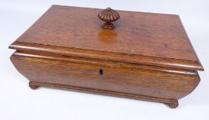 Regency period oak tea caddy, with fitted interior,