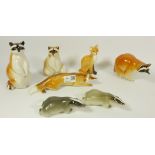 Russian Lomonosov animal figurines - 3 racoons,