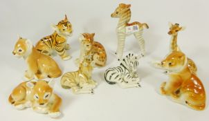 Russian Lomonosov animal figurines - Lion, Leopard,