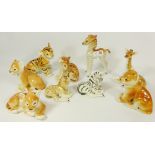 Russian Lomonosov animal figurines - Lion, Leopard,