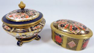 Royal Crown Derby oval lidded box and a Koro shaped trinket box (2) Condition Report
