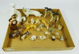 Two Russian Lomonosov Stoats and a collection of similar miniature figurines (23)