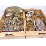 Two three piece silver-plated tea sets, silver-plated cutlery, bacon tray, Victorian teapot,