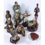 Seven Chinese figures and two carved wooden figures (9) Condition Report <a