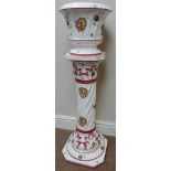 Capodimonte Italian style floral jardiniere on stand,