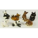 Russian Lomonosov animal figurines - panda bears, brown bears, polar bear and Himalayan bear,