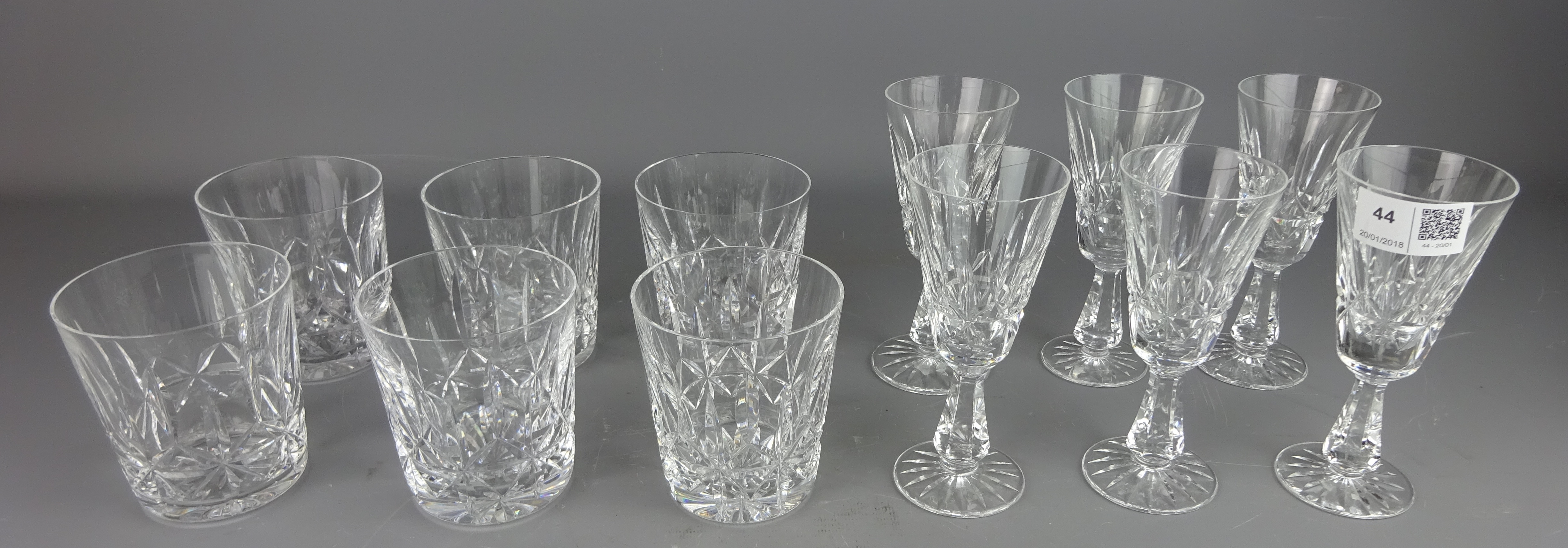 Set of six Waterford crystal tumblers and small wine glasses - matching previous lot (12)