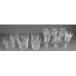 Set of six Waterford crystal tumblers and small wine glasses - matching previous lot (12)