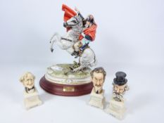 Capodimonte porcelain sculpture of Napoleon crossing the Alps on horseback,