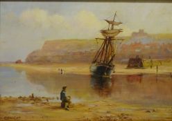 Low Tide Tate Hill Sands Whitby, oil on panel signed by Charles Knight (British exh.