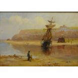 Low Tide Tate Hill Sands Whitby, oil on panel signed by Charles Knight (British exh.