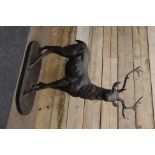 Life size cast iron garden stag on plinth, W103cm,
