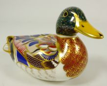 Royal Crown Derby Mallard paperweight with gold stopper,
