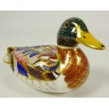 Royal Crown Derby Mallard paperweight with gold stopper,